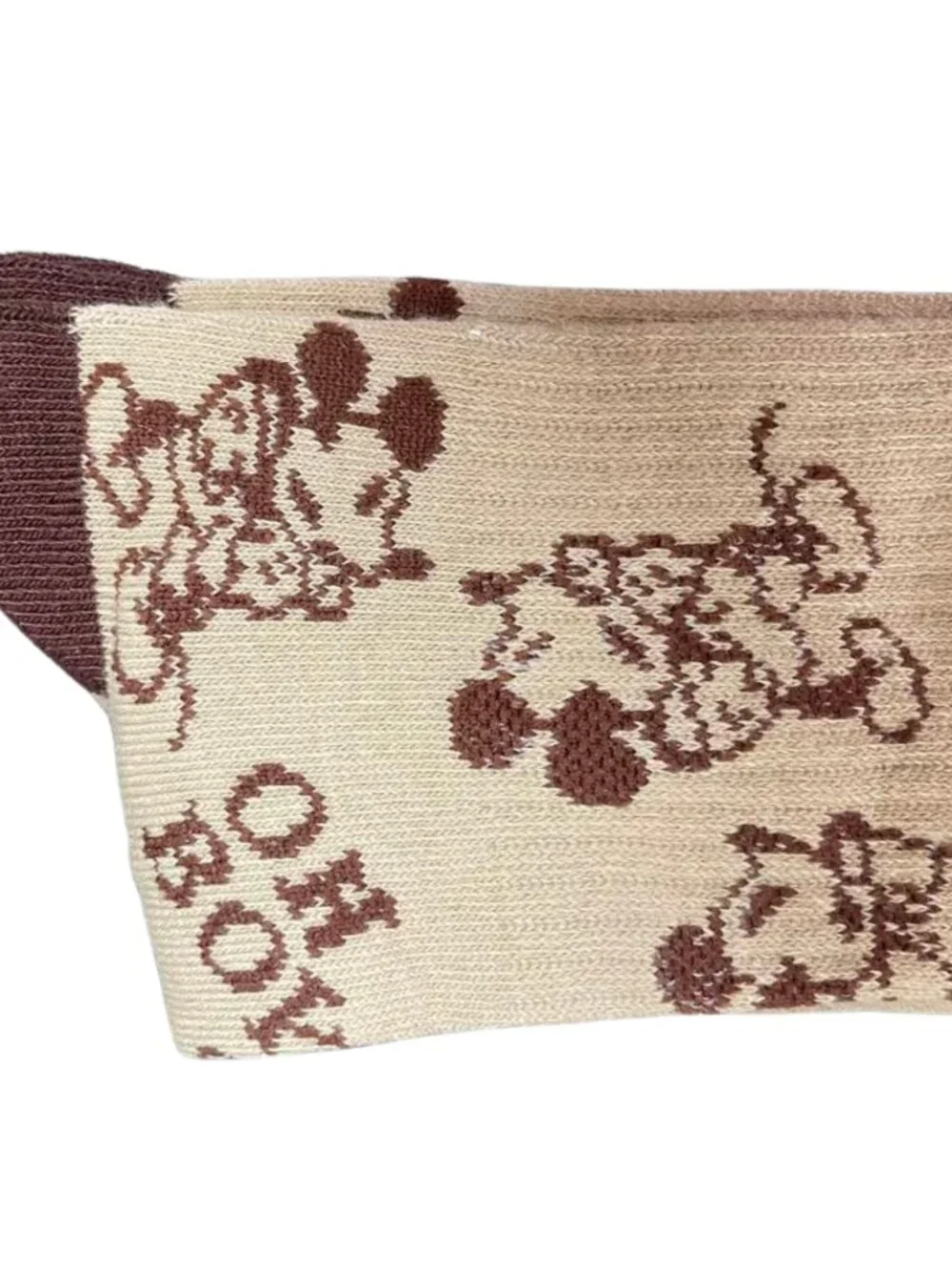 NWT Disney Retro Mickey Mouse Oh Boy Tan Brown Crew Socks Mens 9-13